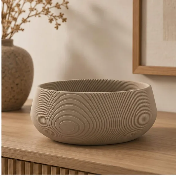 3D Printed Beige Contour Bowl, photo 3