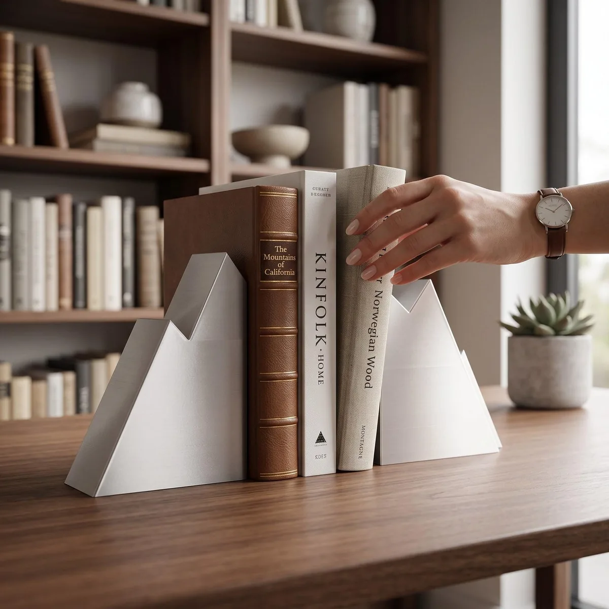 Minimalist Mountain Bookends Set of 2 - handmade by HappyLayer