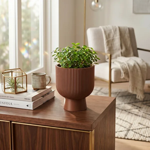 Sereno Ribbed Pedestal Planter, photo 4