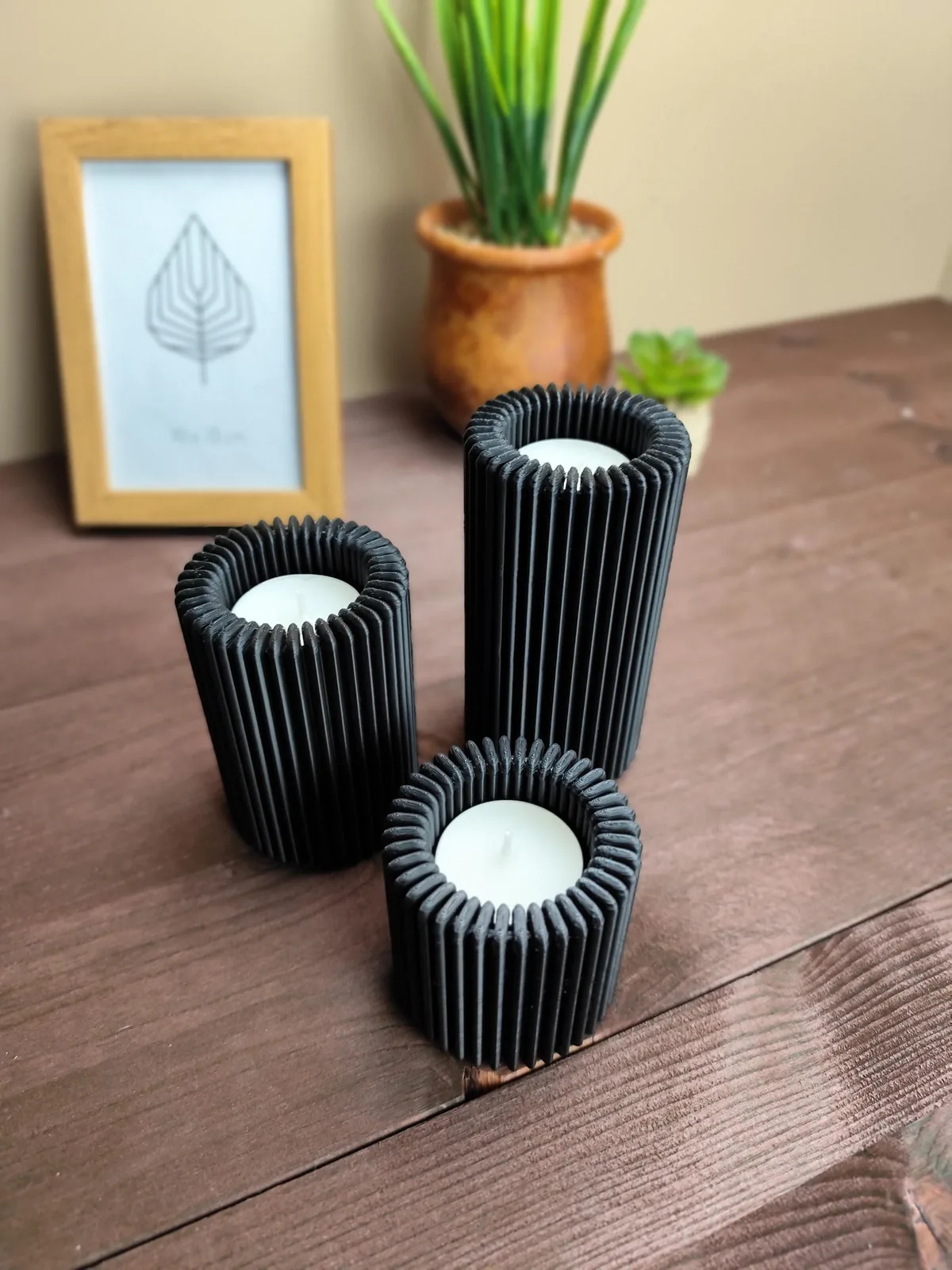 Ribbed LED Candle Holder - handmade by HappyLayer