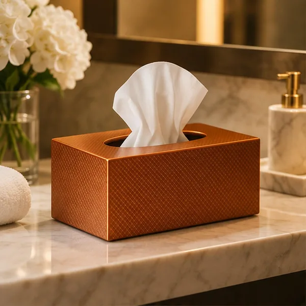 Textured Copper Tissue Box Cover, photo 2