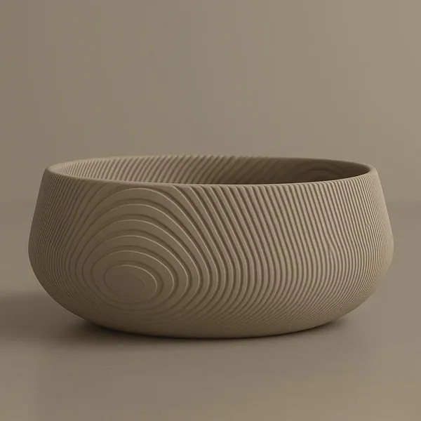 3D Printed Beige Contour Bowl, photo 5