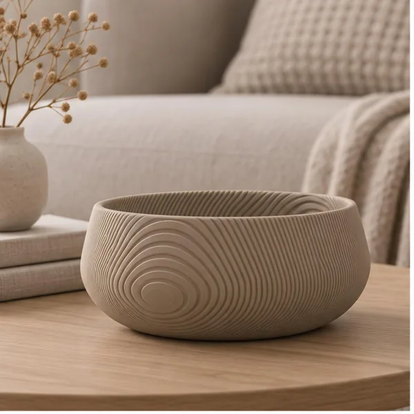 3D Printed Beige Contour Bowl, photo 4