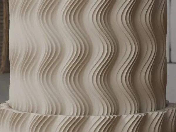 Wavy Ribbed 3D Printed Planter with Saucer, photo 3