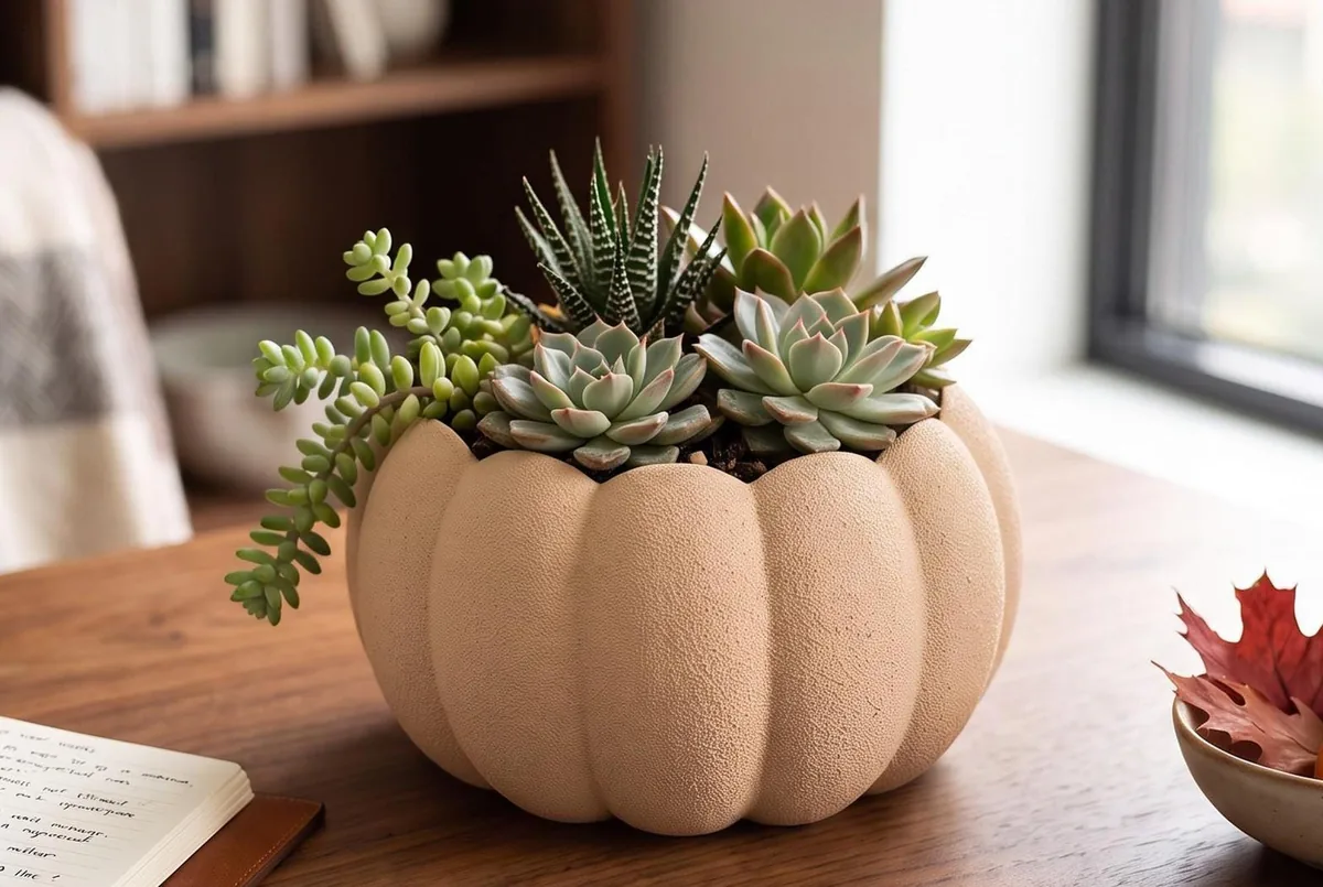 3D Printed Pumpkin Planter - handmade by HappyLayer