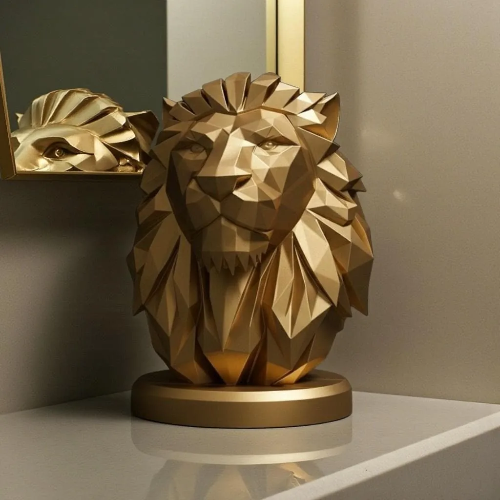 Low Poly Lion Bust - handmade by HappyLayer