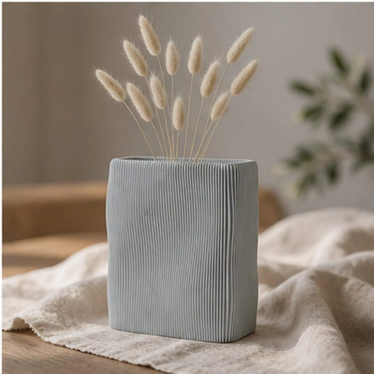 3D Printed Wave Vase – Ribbed Japandi Home Decor - handmade by HappyLayer