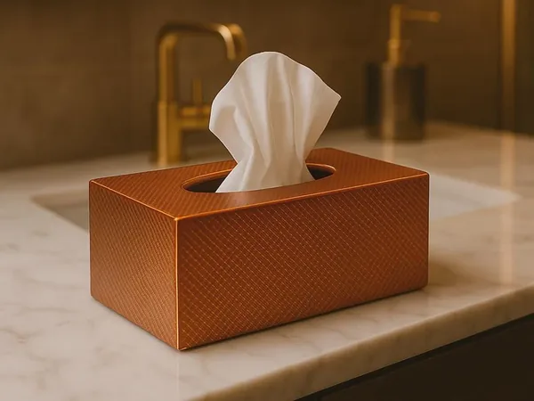 Textured Copper Tissue Box Cover, photo 3