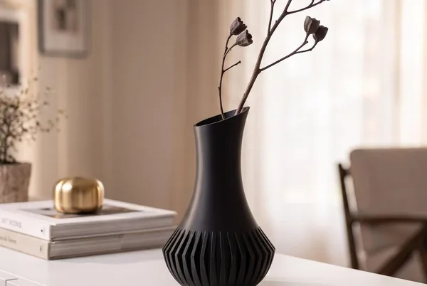 3D Printed Black Minimalist Vase, photo 3