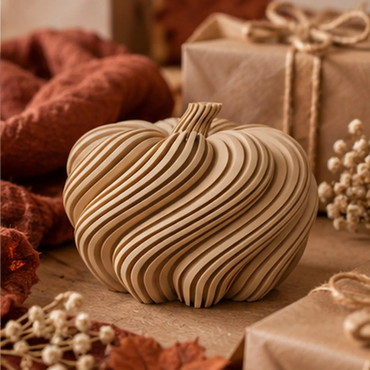 3D Printed Spiral Pumpkin Sculpture - handmade by HappyLayer