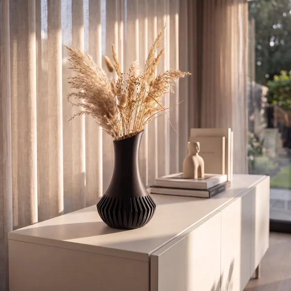3D Printed Black Minimalist Vase, photo 5