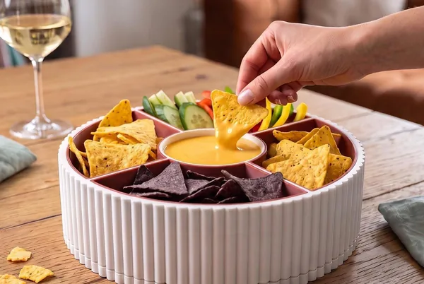 360 Rotating Ribbed Snack Tray by HappyLayer