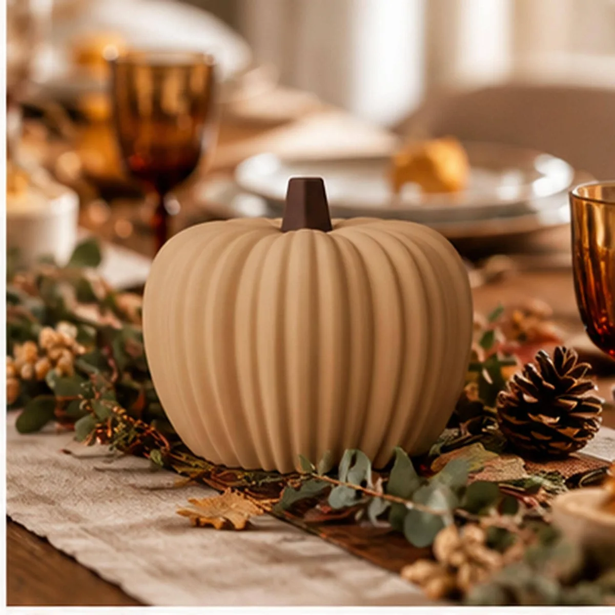 3D Printed Ribbed Pumpkin Decoration - handmade by HappyLayer