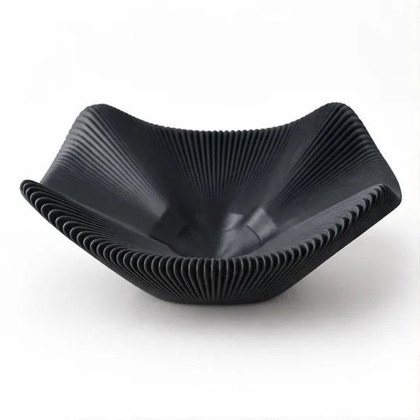3D Printed Black Pleated Bowl, photo 5