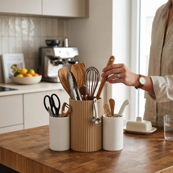 3-Cup Kitchen Utensil Caddy by HappyLayer