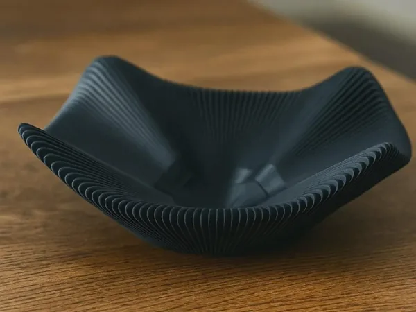 3D Printed Black Pleated Bowl, photo 4