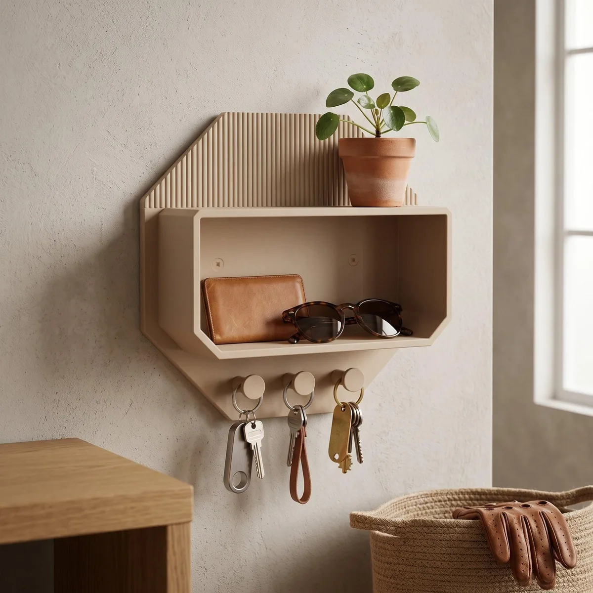 Modern Octagonal Key Shelf - handmade by HappyLayer