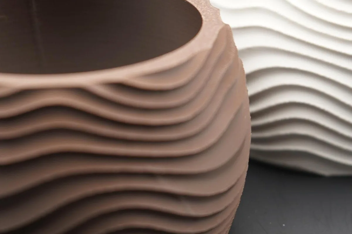 3D Printed Wave Vase – Japandi Scandi Decor - handmade by HappyLayer
